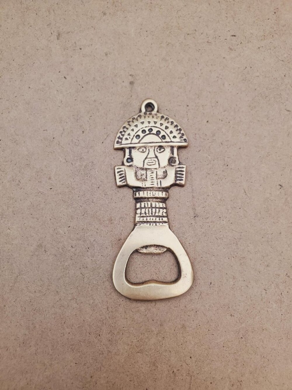 Vintage Brass Mayan Warrior Bottle Opener - Vintage Rare Mayan Warrior Brass